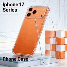 适用于 17/Ai/17 Pro/17 Pro Max 的手机壳和屏幕保护膜套装，高透明度，防护性强，轻薄，防黄变 - 透明 殼+強化膜 - 查看 1