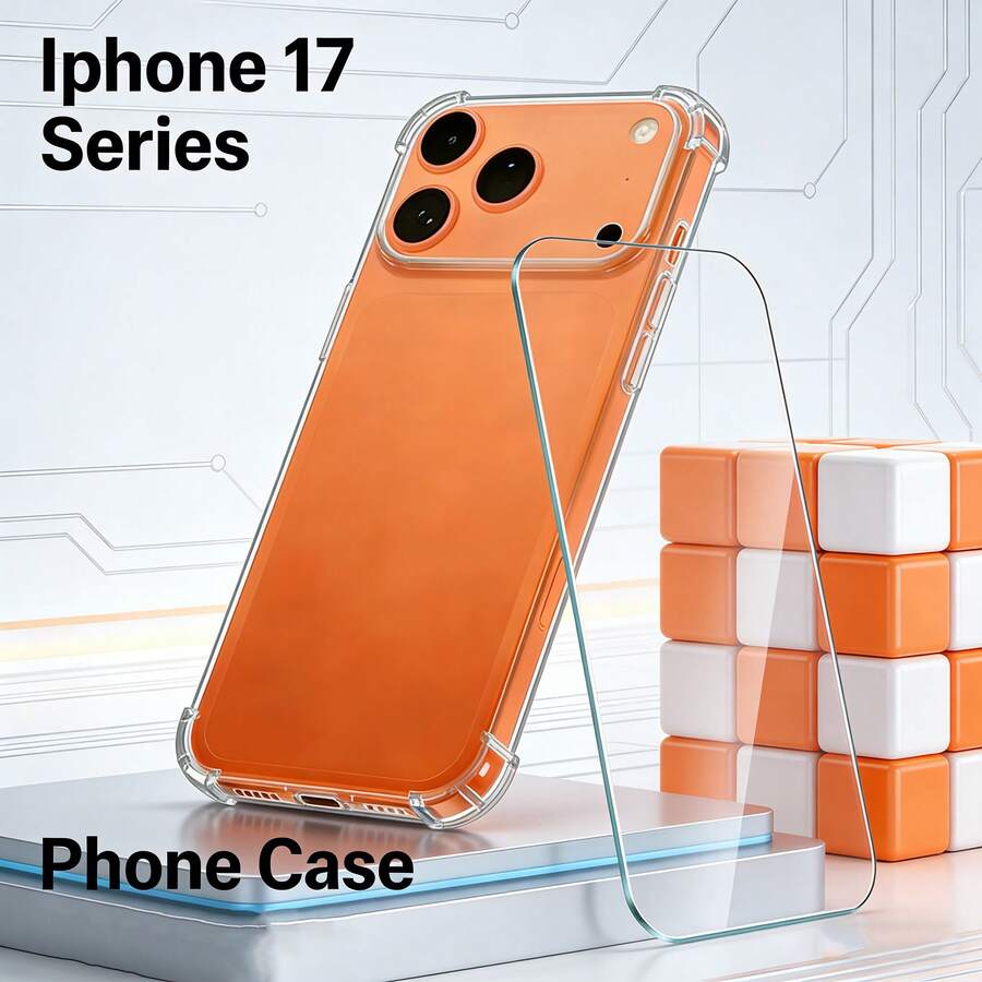 适用于 17/Ai/17 Pro/17 Pro Max 的手机壳和屏幕保护膜套装，高透明度，防护性强，轻薄，防黄变 - 透明 殼+強化膜 - 查看 1