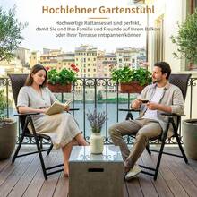 2PCS Rattan Lounge Chair, Garden Chairs Sun Lounger Camping Chair Balcony Furniture Folding Chair With 7-Position Adjustable Backrest, High Back Weatherproof Folding Chairs - Brown - View 6