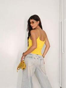 Cropped Tank Top With Brazil Embroidery, Ribbed Fabric, World Cup Fashion, Summer 2026 - Màu vàng - Xem 5