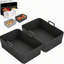 2pcs Reusable Silicone Air Fryer Liners | Non-Stick Baking Parchment Inserts, Air Fryer Kitchen Accessories - Multicolor - View 2