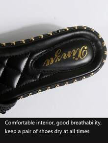 2025 Neue französische Kristall-verzierte quadratische Zehenflattsandalen für Frauen, elegante Slip-On, geeignet für Kleider, Frühling/Sommer/Herbst - Schwarz - Übersicht 11