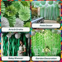 4 cuộn dây ruy băng giấy crepe màu xanh lá cây và trắng, dây trang trí tiệc Ngày Thánh Patrick, thích hợp cho sinh nhật mùa xuân/hè, đám cưới, quà tặng cô dâu, trang trí. - Nhiều màu - Xem 5