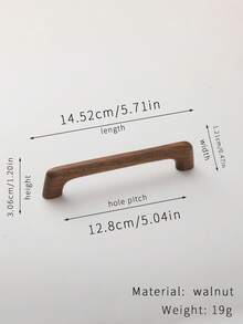 1pc Solid Wood Cabinet/Drawer Pull Handle, Wardrobe Closet Arched Wooden Door Knob, Modern Minimalist - Walnut Wood - View 5