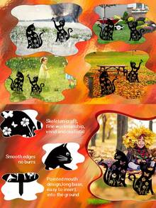 1pc New Iron Hollow Animal Yard Stake - Cat, Dog, Rabbit Lawn Marker, Suitable For Easter And Baby Shower Garden Decor - Black - View 4