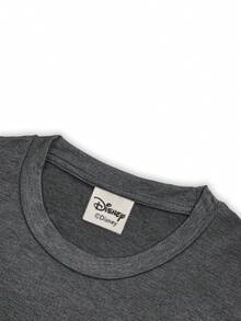 Vintage Street Style T-Shirt, Printed With Disney Mickey Mouse Letter Pattern, Made Of Premium Fabric, Men's Crew Neck Short Sleeve T-Shirt - Grey - View 5