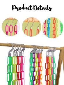 Dây nối móc treo quần áo, dây xích nhựa, móc treo quần áo dạng xích, dây treo đồ, đạo cụ trưng bày, giá treo quần áo bằng nhựa có thể thu gọn và gấp gọn, giá treo quần áo bền chắc dùng trong nhà và ngoài trời, tiết kiệm không gian, phù hợp cho mùa tựu trường, trường học, đồ dùng cần thiết cho năm học mới, các chuyến công tác, du lịch, v.v. - Nhiều màu - Xem 6