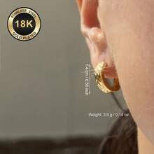 High-Quality Stainless Steel Women Hoop Earrings,18K Gold Plated Anti-Wear Anti-Fade,Hypoallergenic 316L Ear Post,Elegant Charming Fashionable Designer Simple Classic Style Unisex Jewelry Earrings For Daily Festival Vacation Parties - Gold - View 7