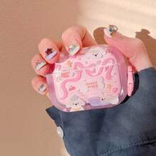 Pink Cartoon Protective Case Suitable Compatible With Apple Wireless Earphone Case, Scratch-Resistant And Shockproof - Clear - View 4