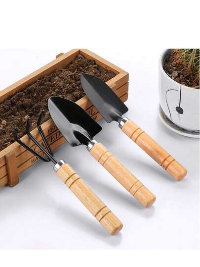 Set de 3 piezas de herramientas de jardinería multifuncionales (pala, rastrillo, azada) de acero al carbono resistente a la oxidación, ligero y de fácil uso para jardín de verduras/flores/suculentas/balcón/macetas, accesorio esencial para el hogar y el jardín, regalo ideal para el Día del Padre/Día de la Madre y para uso personal