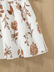 Bộ 3 món cho bé gái: Váy hai dây in hoa + Váy hai dây cài cúc màu trơn + Váy hai dây phối cúc in họa tiết kẻ caro. - màu nâu - Xem 3