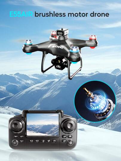 AXNEN 2026 New E55AIR Brushless Motor Dual Camera Drone With Remote Control, Smart Obstacle Avoidance, Headless Mode, 3-Speed Adjustment, Optical Flow Hovering, Easy To Operate - Various Stunt Moves Suitable For Beginners, Great Christmas And Halloween Gift