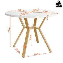 Dining Table And Chair Set (5 Pieces Total), Round Marble Dining Table. Gold Metal Table Legs + 4 Optional Multicoloured Velvet Chairs. - Beige - View 10
