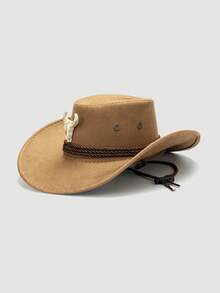 1pc Unisex Detachable Badge Western Cowboy Hat, Wide Brim Panama Hat, Suitable For Western Themed Events, Parties, Engagements, Cosplay, Graduations, Masquerades, Festivals, Weddings, Birthdays, Music Festivals, Everyday Wear - A - View 13