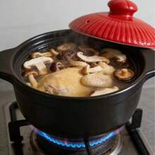 家用陶瓷砂锅炖锅，燃气灶适用，耐高温，大容量，可用于炖汤、炖肉等，燃气灶专用石锅 - 彩色 - 查看 1