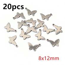 20pcs Stainless Steel Small Charms Ghost Moon Butterfly Star Cute Pendant Charm DIY Jewelry Making Accessories Necklace Bracelet - Steel - View 18