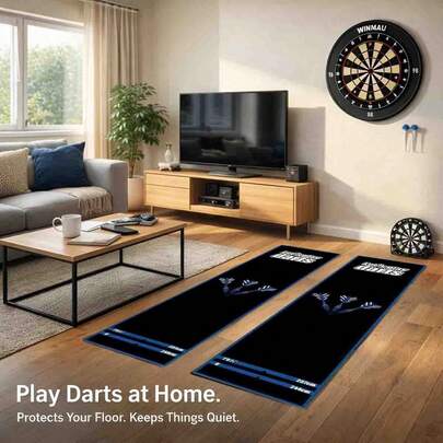 Professional Dart Board Mat, Suitable For Steel Tip And Soft Tip Darts, Includes Throw Lines, Dart Rug, Floor Protection And Dart Tips. Ideal For Home Practice, Game Room, Club, Competitive Darts Training And Backyard Outdoor Games. Compatible With Steel/Soft Tip Darts. Includes Dart Accessories. , Easy To Roll Up And Store. Indoor And Outdoor Non-Slip Dart Mat. A Perfect Holiday And Birthday Gift.