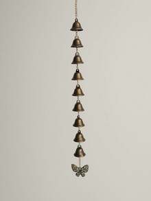 Carillón de viento de metal vintage, carillón de campana retro hecho a mano con cadena decorativa y colgante, adecuado para el estilo clásico del campo, puede crear una decoración de jardín exterior relajante, decoración para el hogar y el exterior. Esta decoración colgante de metal de estilo campestre está finamente elaborada, decoración de carillón de viento para el patio, el patio y la pared. - Bronce - Ver 13