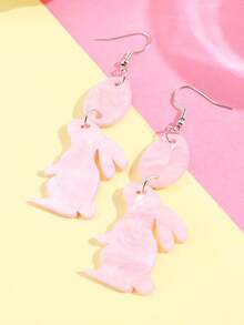 1 Pair Fashionable Unique Acrylic Rabbit & Easter Egg Dangle Earrings, Suitable For Easter Party Wear, Women Jewelry - Multicolor - View 4