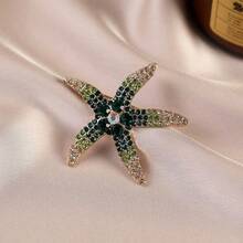 1pc Cartoon Zinc Alloy Rhinestone Starfish Brooch Pin, Exquisite Boutique Lapel Pin, DIY Suit Decor Dress Accessories Pin For Clothes Bag Charm School Office Accessories Shirts Jacket Jewelry Christmas Halloween Clothes Pin Funny Cute Teacher Gifts - Multicolor - View 6