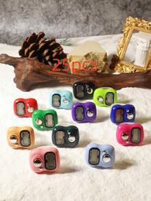 1 Stück/5 Stücke/10 Stücke Blumen- & Strass-verzierter manueller Zähler, kompakter mini tragbarer Fingerring-Klicker-Zähler, Daumendruckzähler, geeignet für Lernen, Sport und andere Zählaktivitäten - Verschiedenfarbig - Übersicht 21