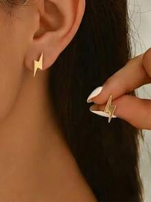 1对时尚简约优雅设计的女士耳钉，适合日常佩戴、送礼、休闲及节日场合。 - 金黃色 - 查看 1