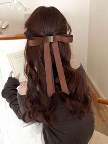 1 chiếc kẹp tóc nữ kiểu nơ từ tính mới, kiểu dáng công chúa ngọt ngào, thanh lịch, có nơ ruy băng tháo rời, phù hợp sử dụng hàng ngày hoặc khi hẹn hò. - màu nâu - Xem 6