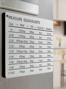 1pc Measurement Conversion Chart Refrigerator Magnet, Baking Measuring Cups Scale Plate Accessories Professional Kitchen Measurement Conversion Chart For Cups Best Gifts Birthday Graduation - Silver - View 5