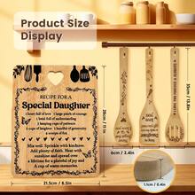 JIASLING Daughter Cutting Board Set, Bamboo-Made Engraved Utensil Set Birthday Gifts For Daughter, Daughter Christmastmas Gifts - Brown - View 2