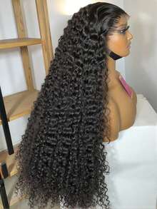 ZHUICHAO Frontal Weaves 34 Inch Long Deep Curly Frontal Brazilian Hair Human Glueless Hair Wig 13x4 HD Lace Front Wigs Wet And Wavy Lace Frontal Wigs Pre Plucked Human Lace Hair Front Wigs For Women 200% Thick Density Real Hair - 1B# - View 1