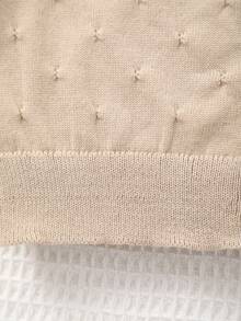 Girls' Solid Color Knit Cardigan, Elegant Hollow Pattern Design, Versatile For Home, Outings Or Eid Al-Adha Gift - Khaki - View 5