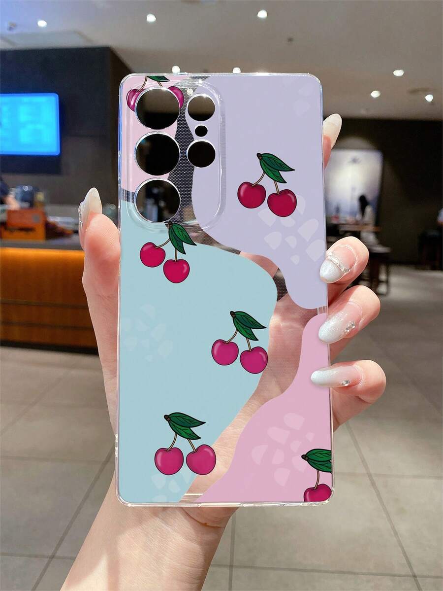 1个樱桃图案安卓手机壳，精准开孔保护摄像头，兼容三星、Pixel、Infinix、Redmi等品牌手机，保护套 - 無色 - 查看 1