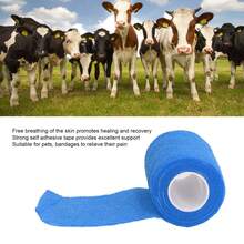 Paquete de 12 vendas elásticas autoadhesivas de látex natural, adecuadas para vacas, perros y caballos, 10 cm, color azul - Azul - Ver 5