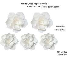 Bộ 5 bông hoa giấy nhân tạo kích thước 30cm và 25cm, trang trí tường 3D cho đám cưới, sinh nhật, tường cô dâu, tiệc sinh nhật, phông nền chụp ảnh, trang trí cổng vòm. - trắng - Xem 6