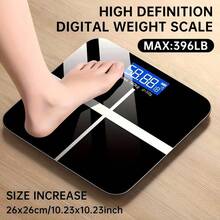 Báscula digital de peso corporal, báscula electrónica de baño precisa para uso doméstico, monitor de salud para adultos, pantalla LCD retroiluminada, diseño de esquinas redondeadas, construcción duradera, apta para el hogar - Negro - Ver 1