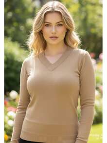 Women's Cold Weather Blouse | Women's Long Sleeve Elastane Blouse - Màu be - Xem 2