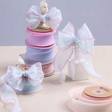 Colorful Edge Chiffon Sheer Ribbon DIY Bow Hair Accessories Flower Shop Fresh Flower Packaging Double-Sided Burnt Edge Fishtail Tulle Ribbon - Multicolor - View 3