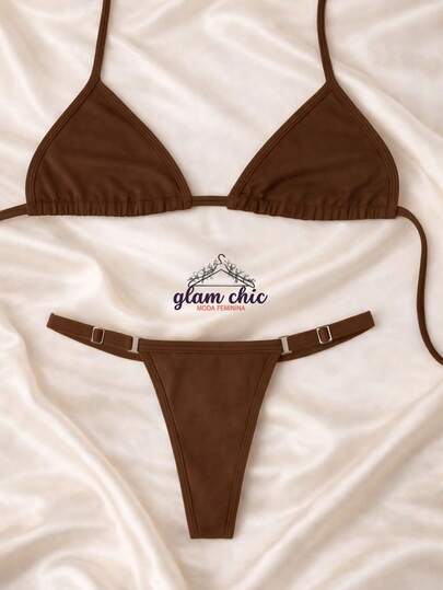 Biquini Feminino Marquinha De Fita Com Regulagem Latral Cortininha Sem Bojo  Simples    Nó    Férias  Praia