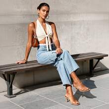 Women Kitten Heel Mule Sandals Square Open Toe Two Strap Slip-On Low Heeled Sandals Casual Summer Mules Shoes - Clear - View 10