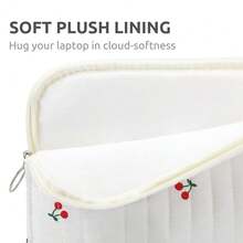 Puffy Laptop Sleeve 13-15.6 Inch Cute Quilted Laptop Protective Case Padded Floral Computer Sleeve For MacBook (B-Cherry, 13 Inch) - B-cherry - 查看 5