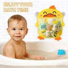 Organizador de Brinquedos de Banho Infantil em Formato de Pato Amarelo com Ventosa e Bolsa de Armazenamento em Tela - Fibra de Poliéster, Bolsa Organizadora para Brinquedos Aquáticos, Rede de Armazenamento para Pendurar no Banheiro - Presente Perfeito para Aniversário/Natal/Halloween/Páscoa/Ano Novo/Feriados/Dia das Crianças - Multicolorido - Ver 5