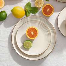 Richmount 12 Pieces Dinnerware Set, Plates And Bowls Sets For 4, Including Dinner Plates, Salad Plates And Cereal Bowls, Dishwasher And Microwave Friendly - màu trắng vani - Xem 3