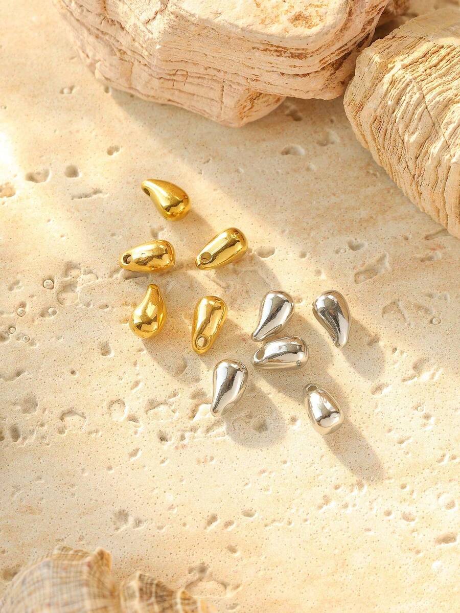 3pcs/Pack 304 Stainless Steel Fashion Versatile Smooth Water Drop Shaped Pendant DIY Gold Plated Accessories - Water Drop Accessories - View 1