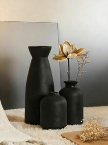 Bộ 3 bình hoa đen - 3 bình hoa nhỏ trang trí, phong cách mộc mạc Bohemian hiện đại, thích hợp trang trí nhà cửa, đám cưới. Bình hoa trang trí bằng mây, bình hoa mây sáng tạo để trang trí kệ sách, bàn, tủ sách, bàn ăn, phòng khách, văn phòng, lối vào, phòng ngủ. - màu đen - Xem 1