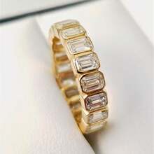 1pc Gold Tone Baguette CZ Paved Chain Link Eternity Band Ring Daily Party Jewelry - Women's Ring - View 5