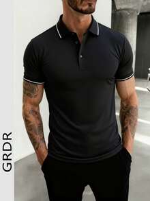 GRDR Men's Fashion Polo Shirt, Stylish & Versatile, Suitable For Summer Business Occasions - Black - View 5