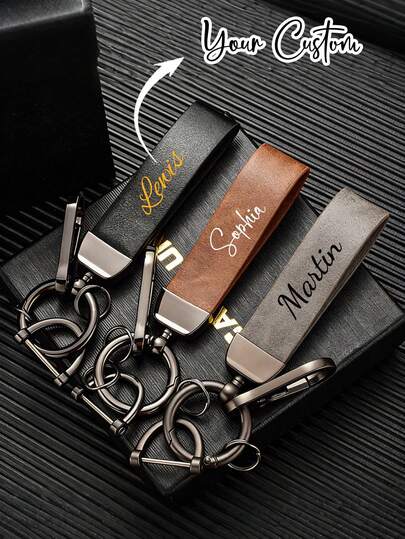 Customized Keychain, Car Key Chain, Luxury Faux Leather Keychain, Personalized Name Keychain, Bag Decoration, Fashion Accessory For Men And Women, Single, Decorative, Ideal As Birthday Gift, Customized, Personalized, Unique, Ideal Gift For Girlfriend, Wife, Boyfriend, Friend, Valentine's Day, Wedding, Birthday, Father's Day, Mother's Day, New Year, Ramadan
