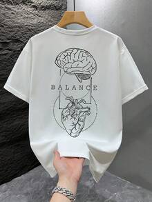 1pc Men's Fashionable Printed Loose Short Sleeve T-Shirt | Exquisite Design | Essential For Summer | Easy To Match, Showcasing Your Style - White - View 3