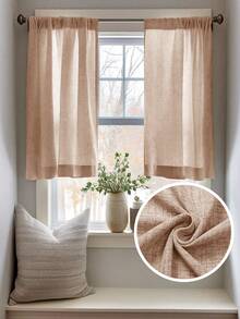 1pc & Linen Modern Linen Gauze Curtain - Japanese Linen Style, Rod Pocket Design, Suitable For Living Room And Bedroom - Sheer And Light Filtering Curtain, Living Room Curtain, Bedroom Curtain - Multicolor - View 1