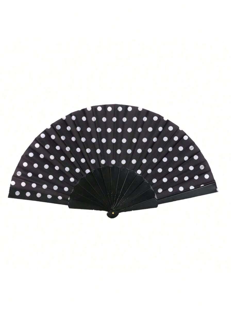 STARLEY - Pack Of 12 Colorful Folding Fans - Assorted Rainbow And Polka Dot Designs - Ideal For Parties, Flamenco, Festivals, Decoration, And Madrid Pride - LUNARES NEGRO-BLANCO - 查看 1